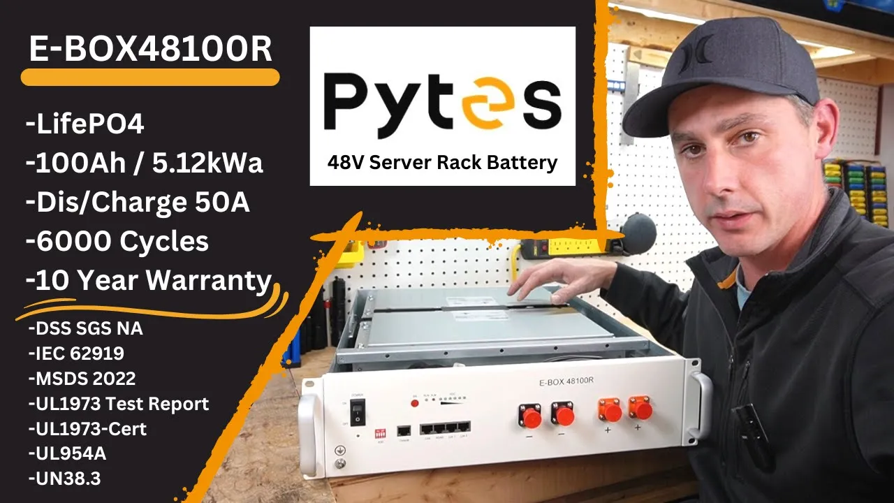 Pytes E-BOX 48 Volt (51,2 V) szerver rack akkumulátor 5,12 kWh 100 Ah LiFePO4